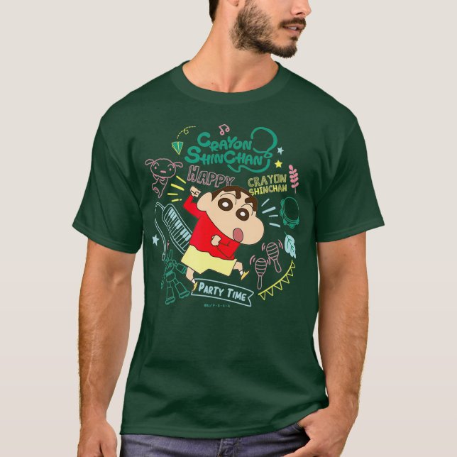 T-shirt Crayon Shin-chan Shinchan et instrument de musique (Devant)