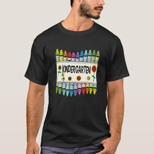 T-shirt Crayons And Flower Teaching  Kindergarten (Devant)