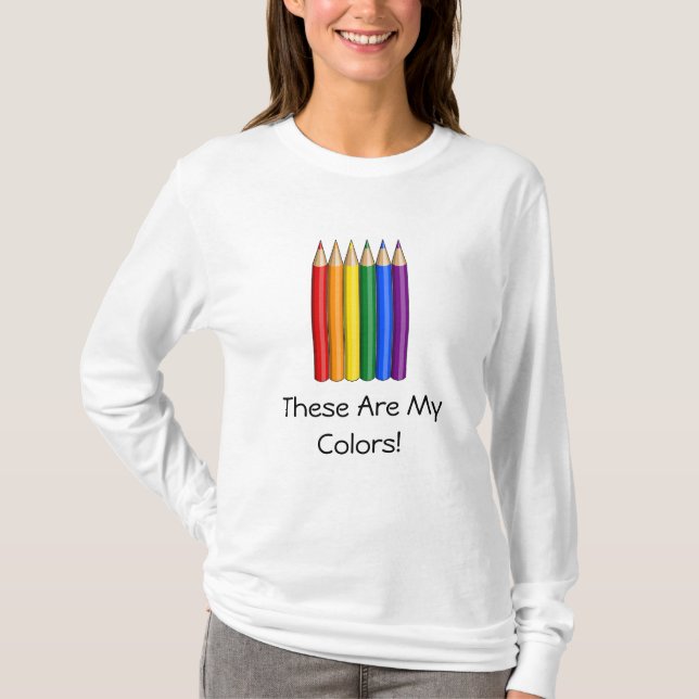 T-Shirt crayons arc-en-ciel de fierté LGBT (Devant)