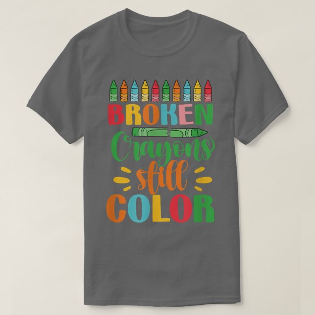 T-shirt Crayons cassés couleur fixe (Design devant)