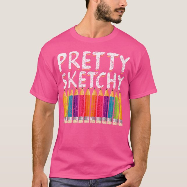 T-shirt Crayons colorés Doodling Sketting Artiste (Devant)