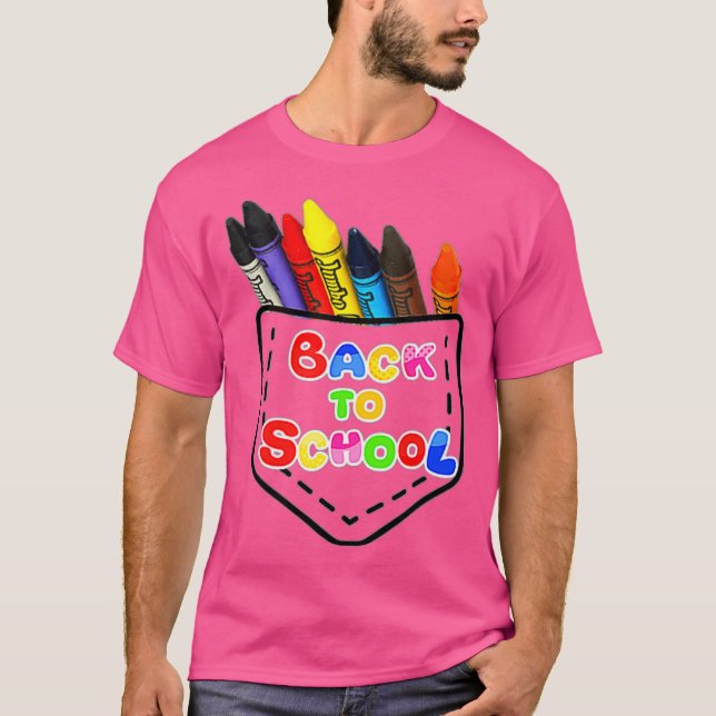 T-shirt Crayons Dans Le Poche Retour À L'École (Devant)