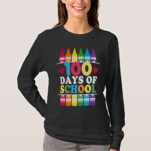 T-shirt Crayons de 100 Jours d'École Couleur Rétro Vintage