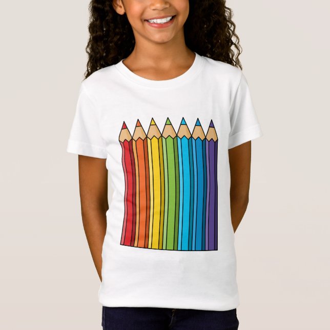 T-Shirt Crayons de couleur arc-en-ciel (Devant)