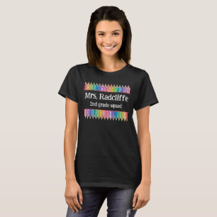 T-shirt Crayons de couleur étoiles Nom de l'enseignant