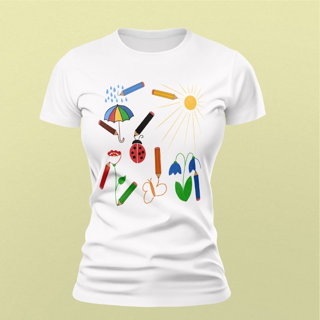 T-shirt Crayons dessine un monde coloré (Créateur téléchargé)