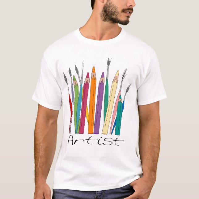 T-shirt Crayons et brosses colorés (Devant)