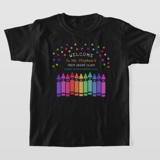 T-shirt Crayons Stars Colorful Welcome Teacher's Classroom (Poser)