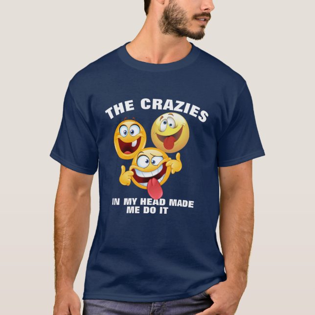 T-shirt Crazin My Head Tee - Funny Emoji Shirt (Devant)