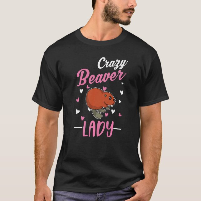 T-shirt Crazy Beaver Lady Beaver Girl (Devant)
