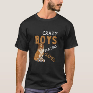 T-shirt Crazy Boys Jouer Jeux Vidéogame Afghan Hound Do