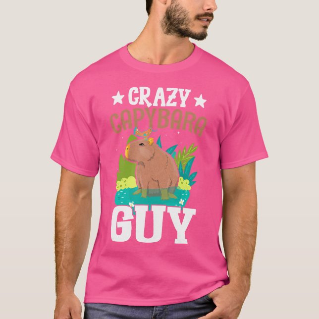 T-shirt Crazy Capybara Guy Funny Cavies Rodent Capybara Lo (Devant)