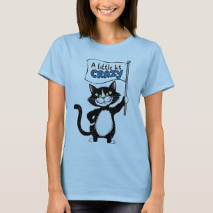 T-shirt Crazy cat, amoureux de les chats noirs et blancs