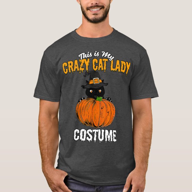 T-shirt Crazy Cat Lady Costume Black Cat Funny Halloween (Devant)