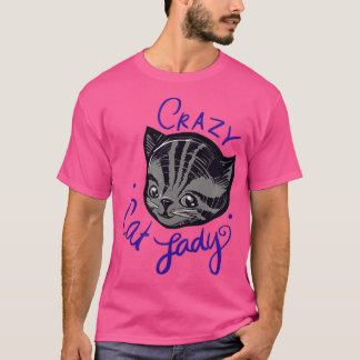 T-shirt Crazy Cat Lady Cute Tiger Stripe Tabby Cat Art -