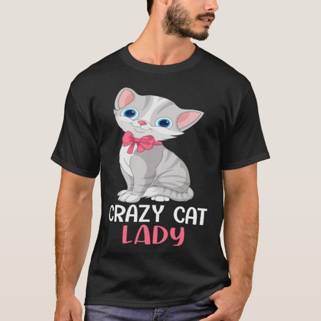 T-shirt Crazy Cat Lady Femmes Gris Chat Mère Fête Chat Mo (Devant)