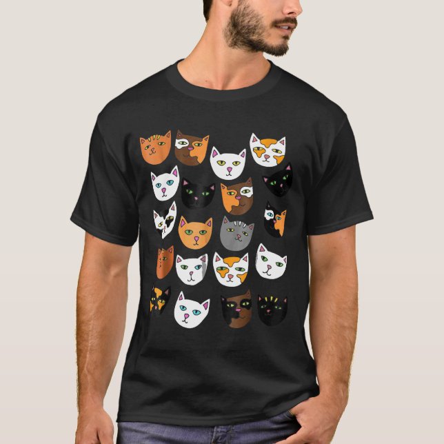 T-shirt Crazy Cat Lady Shirt Cute Cat Pattern Caturday Tee (Devant)