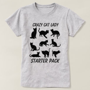 T-shirt "Crazy Cat Lady Starter Pack" avec trois chats