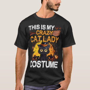 T-shirt Crazy Chat Lady Costume Chat Noir Drôle Halloween