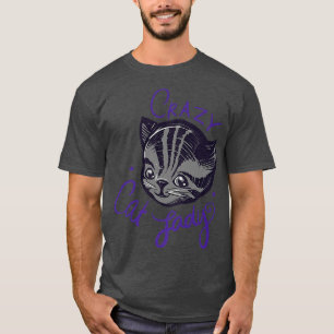 T-shirt Crazy Chat Lady Cute Tiger Strier Tabby Cat Art