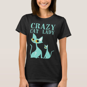 T-shirt Crazy Chat Lady Kitty Kitten Fille Femmes