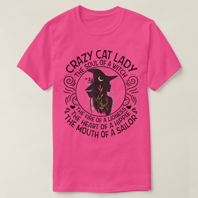 T-shirt Crazy Chat Lady L'Âme De Sorcière 467 (Design devant)