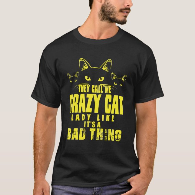 T-shirt Crazy Chat Lady Meow Kitty Chats Maman Et Papa Du  (Devant)