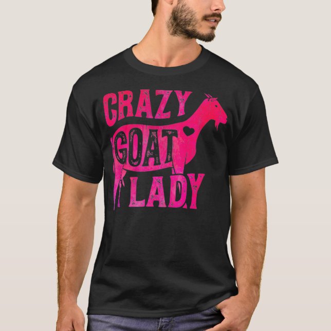 T-shirt Crazy Chèvre Lady Drôle Filles Femmes Fermière (Devant)