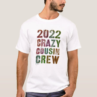 T-shirt CRAZY COUSIN CREW 2022 Empreinte de léopard Funny