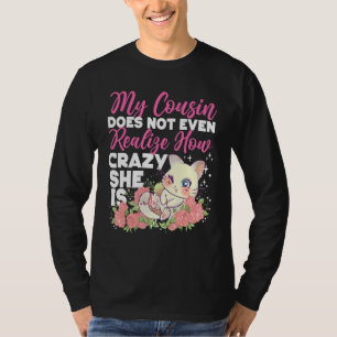 T-shirt Crazy Cousin Cute Chat Avec Roses