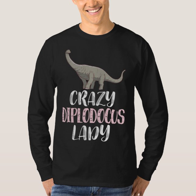 T-shirt Crazy Diplodocus Lady  Dinosaur (Devant)