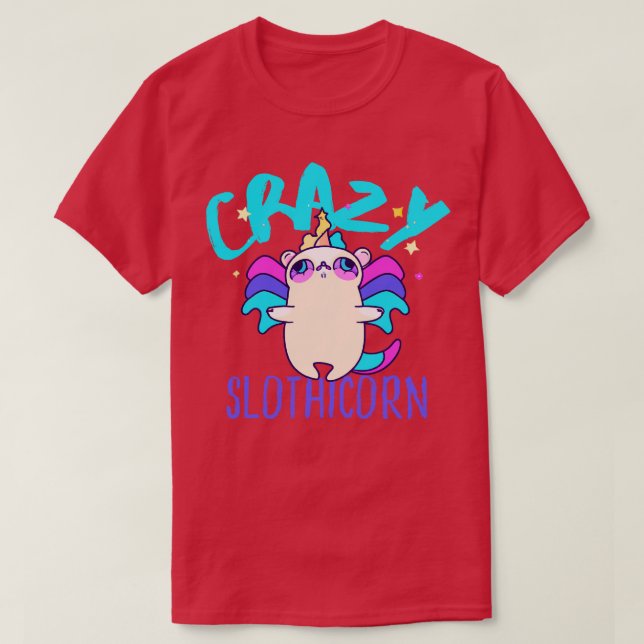 T-shirt Crazy Funny Psychedelic Sloth Unicorn hybride (Design devant)