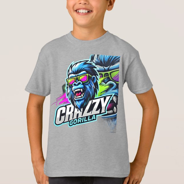 T-shirt Crazy Gorilla – Force et Énergie Sauvage (Devant)