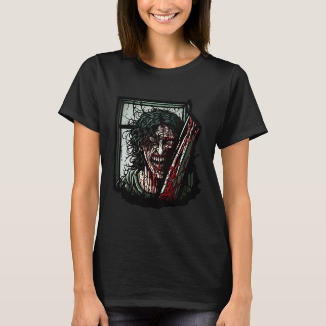 T-shirt Crazy Horror Woman Nightmare Scary Terrifying Hall (Devant)