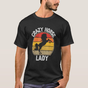T-shirt Crazy Horse Lady Retro Horsewoman Animal