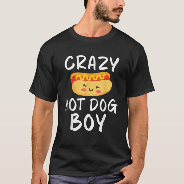 T-shirt Crazy Hot Dog Boy Hot Amoureux des chiens (Devant)