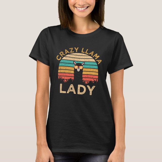 T-shirt Crazy Llama Lady  Llama Wearing Sunglasses Farmer (Devant)