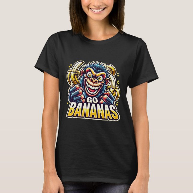 T-shirt Crazy Monkey Go Bananas Sticker  (Devant)