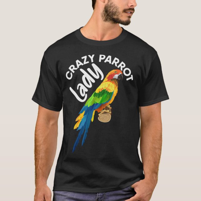 T-shirt Crazy Parrot Lady Bird Tropical Summer Trip Vacati (Devant)