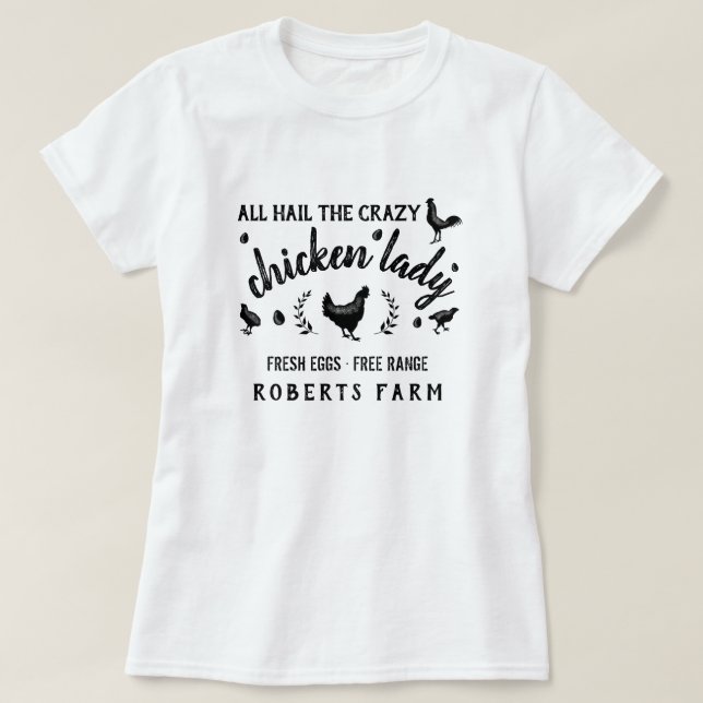 T-shirt Crazy Poule Lady Hen Country Custom Farm (Design devant)