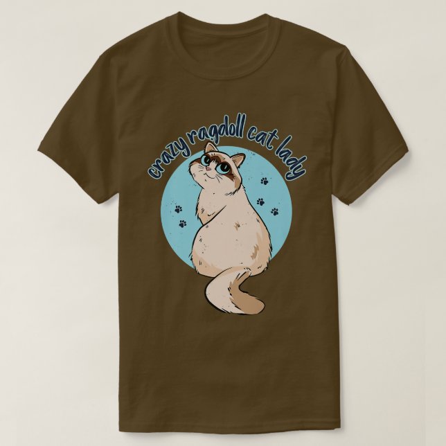 T-shirt Crazy Ragdoll Chat Lady Kitty Kitty Papa Chat Mama (Design devant)