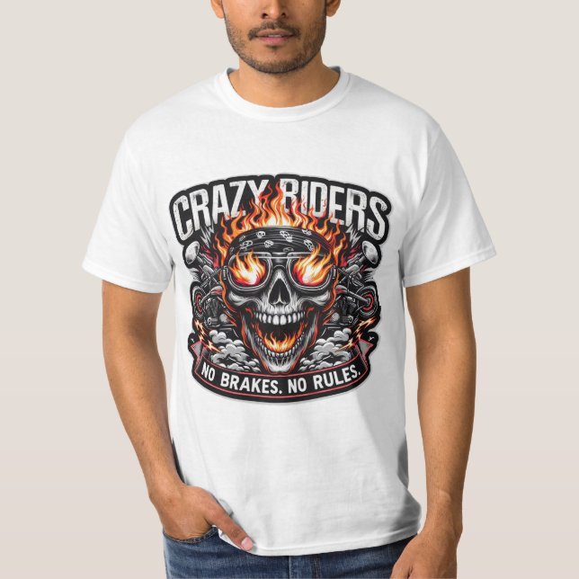 T-shirt Crazy Riders - Bold Biker Spirit Graphic Tee | Rid (Devant)
