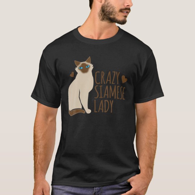 T-shirt Crazy-SIAMESE Cat Lady (Devant)