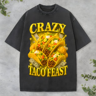 T-shirt Crazy Taco Feast Tee Rétro Drôle Amateur Bootleg c