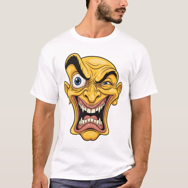 T-shirt Crazy Yellow Caricature (Devant)