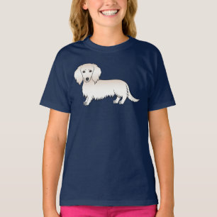 T-shirt Cream Long Cheveux Dachshund mignon chien de dessi