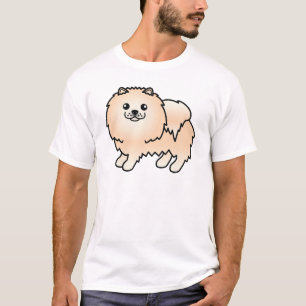 T-shirt Cream Pomeranian mignon chien de dessin