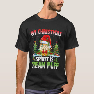 T-shirt Cream Puff portant le chapeau de Noël Spirit Crea