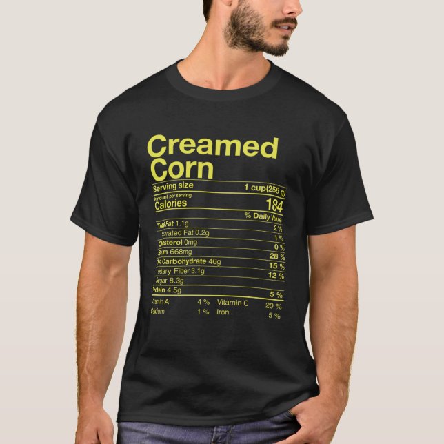 T-shirt Creamed Corn Nutrition Facts Thanksgiving  Turkey  (Devant)