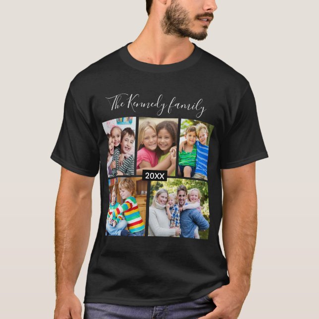 T-shirt Create Your Own 5 Photo Collage Family Vacation  (Devant)